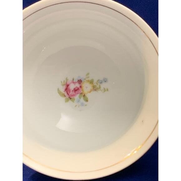 Pair of Gold Castle Teacups Rose and Blue Flower Pattern - Picture 9 of 10